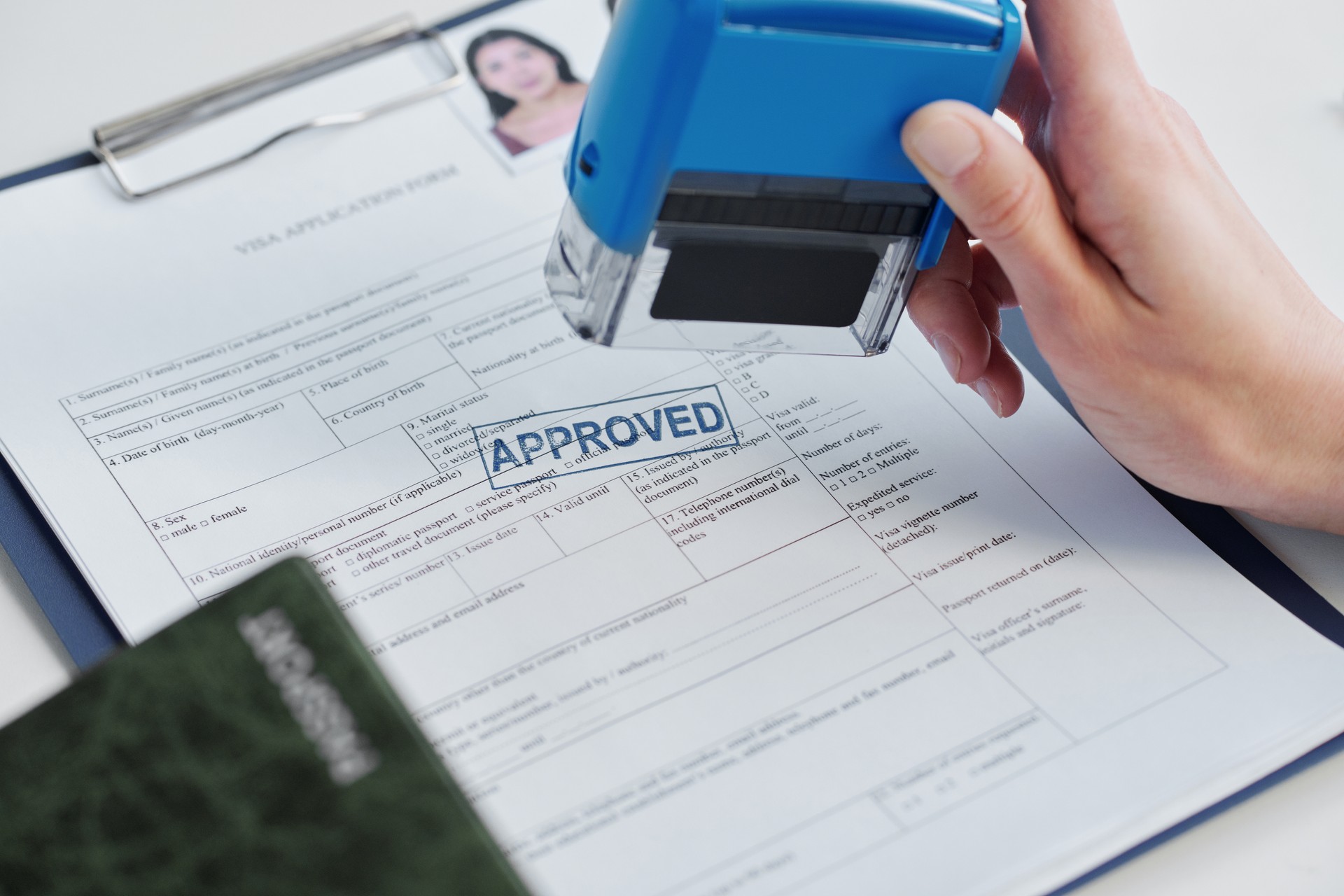 Putting Stamp On Application Form